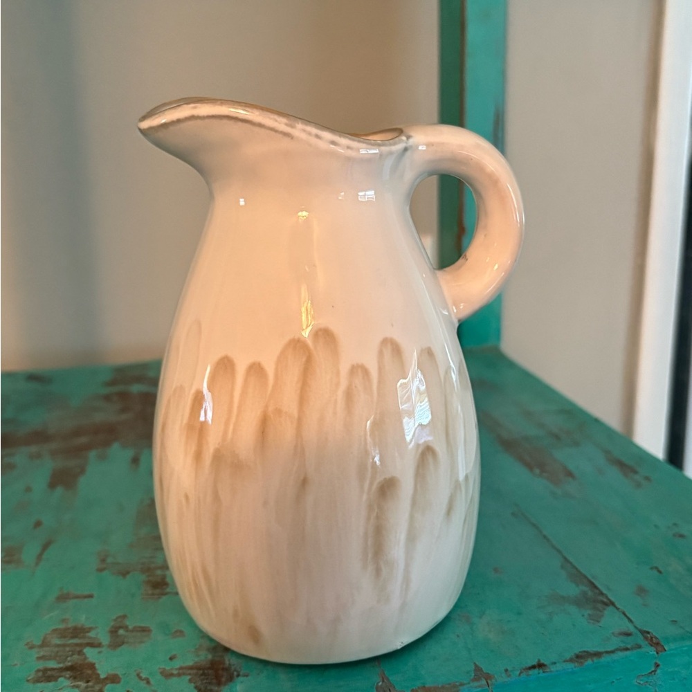 Elegant Cream and Tan Ceramic Pitcher